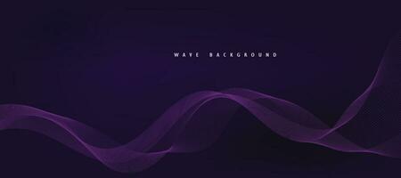 Purple background with flowing wave lines. Futuristic technology concept. Vector illustration