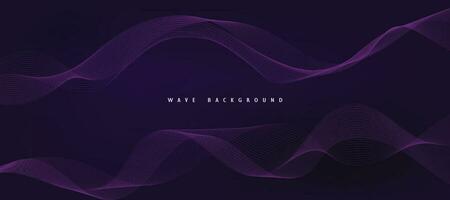 Purple background with flowing wave lines. Futuristic technology concept. Vector illustration