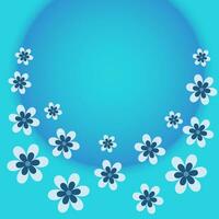 Spring vector background with flowers. Flowers on blue background for card, congratulation, invitation, banner and background.