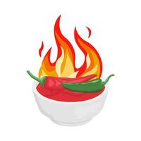 hot chili in sauce illustration vector