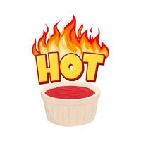 hot fire with sauce in bowl illustration vector