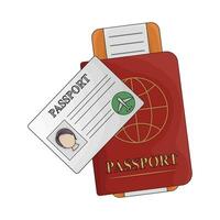 ticket in passport book illustration vector