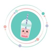 Isolated bubble tea Kawaii cartoon character vector illustration graphic icon