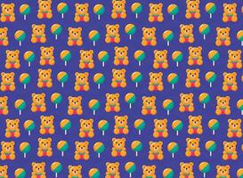 cute bear and lollipop, pattern for backgrounds, prints, textures vector