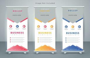 Vector corporate x banner pull up roll up banner standee template with creative shapes