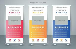 Vector corporate x banner pull up roll up banner standee template with creative shapes