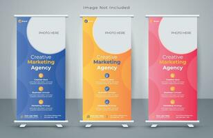 Vector corporate x banner pull up roll up banner standee template with creative shapes