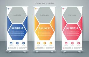 Vector corporate x banner pull up roll up banner standee template with creative shapes