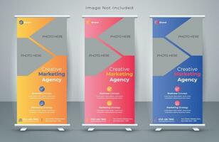 Vector corporate x banner pull up roll up banner standee template with creative shapes