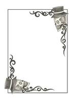 Skull layout frame design by hand drawing on paper. vector