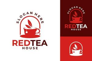 Tea House Red Cafe Restaurant Logo Design vector