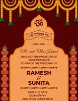 Beautiful Indian wedding invitation card template design vector