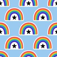 Rainbow with LGBT flag and star. LGBT Rainbow seamless pattern. LGBTQ, LGBT pride community Symbol. LGBT banner. Vector illustration.