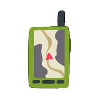 trekking handheld gps cartoon vector illustration