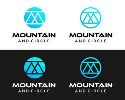 Abstract line geometric mountain logo design. vector