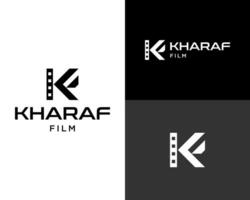 Letter KF monogram film production cinema industry logo design. vector