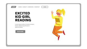 book excited kid girl reading vector