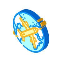 airplane planet map location isometric icon vector illustration