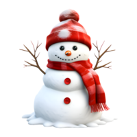 AI generated Snowman Christmas with Red Scarf and Hat Isolated on Transparent Background png