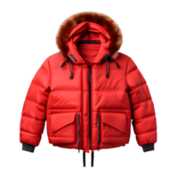 AI generated Red Winter Jacket Isolated on Transparent Background png