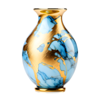 AI generated Glossy Marble Vase Isolated on Transparent Background png