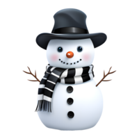 ai généré bonhomme de neige Noël avec noir écharpe et chapeau isolé sur transparent Contexte png