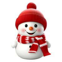 ai gerado fofa Natal boneco de neve com vermelho cachecol e chapéu isolado em transparente fundo png