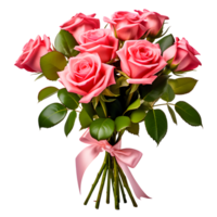 AI generated Bouquet of Pink Roses Isolated on Transparent Background png