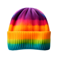 AI generated Colorful Winter Knitted Hat Isolated on Transparent Background png