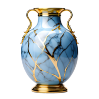 AI generated Glossy Marble Vase Isolated on Transparent Background png