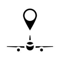 avión mapa ubicación glifo icono vector ilustración