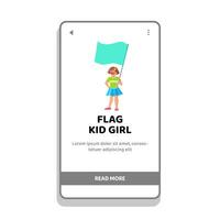happy flag kid girl vector