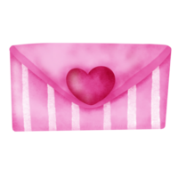 Love Letter with Heart Enclosure . watercolor painting for Valentines's day illustration png