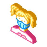 kid girl medical mask isometric icon vector illustration