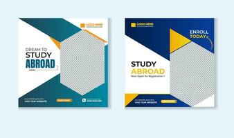 Study abroad social media post design template vector