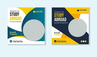 Study abroad social media post design template vector