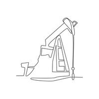 uno continuo línea dibujo de un petróleo perforación equipo en el en tierra petróleo y gas industria vector ilustración. petróleo y gas en tierra diseño concepto. petróleo y gas diseño adecuado para tu activo.