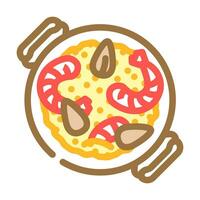 paella pan spanish cuisine color icon vector illustration