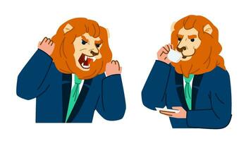 angry boss lion vector