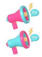 3d megaphone loudspeaker for communication or information speech with chat bubble icon illustration for UI UX social media ads png