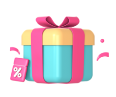 3d gift with promo discount coupon or voucher code icon illustration for UI UX web mobile apps social media ads design png