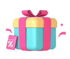 3d regalo con promo sconto buono o voucher; tagliando codice icona illustrazione per ui UX ragnatela mobile applicazioni sociale media Annunci design png