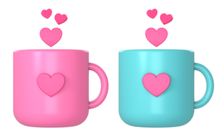 3d vaso o taza con corazón amor me gusta icono ilustración para ui ux web móvil aplicaciones social medios de comunicación anuncios diseño png