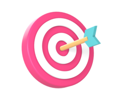 simple 3d arrow hits target or goal icon illustration for UI UX web mobile apps social media ads design png