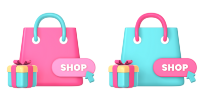 3d shopping bag with gift icon illustration for UI UX web mobile apps social media ads design png