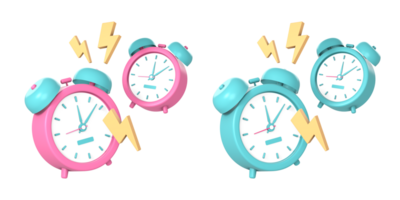 3d alarma reloj con destello recordatorio notificación v2 icono ilustración para ui ux web móvil aplicaciones social medios de comunicación anuncios png