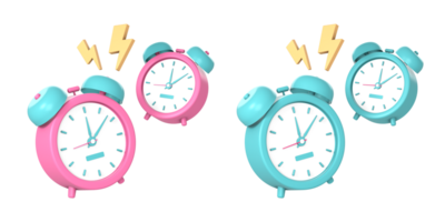 3d alarm clock or time reminder with flash notification icon illustration for UI UX web mobile apps social media ads png