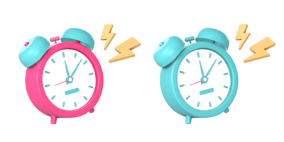 simple 3d alarm clock with flash reminder notification icon illustration for UI UX web mobile apps social media ads png