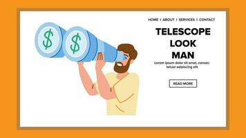 flat telescope look man vector