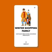 street winter shopping family vector